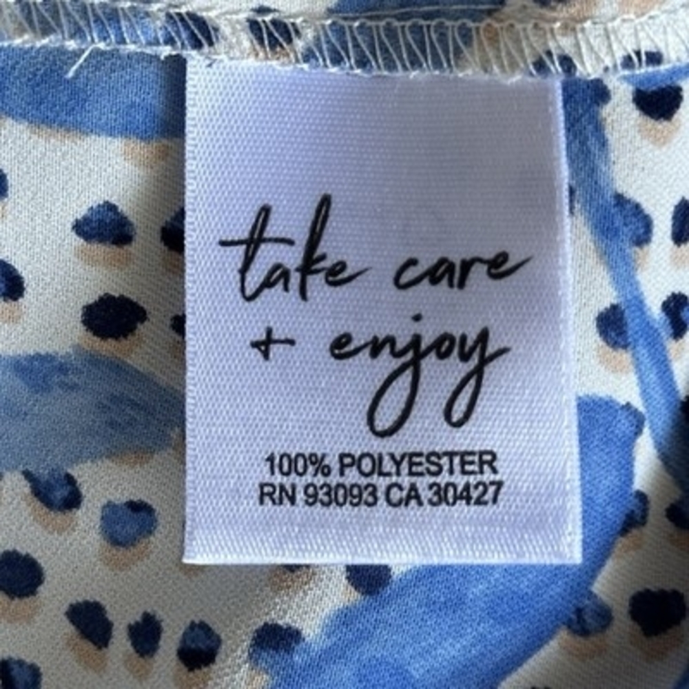 Nic+Zoe Blue Palm Leaves Dot Fit & Flare Dress PM Pockets Elastic Waist Short - Picture 7 of 8